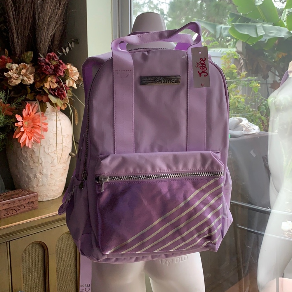 Justice Backpack 🎒. Purple and Silver. From A Smoke Free House.
